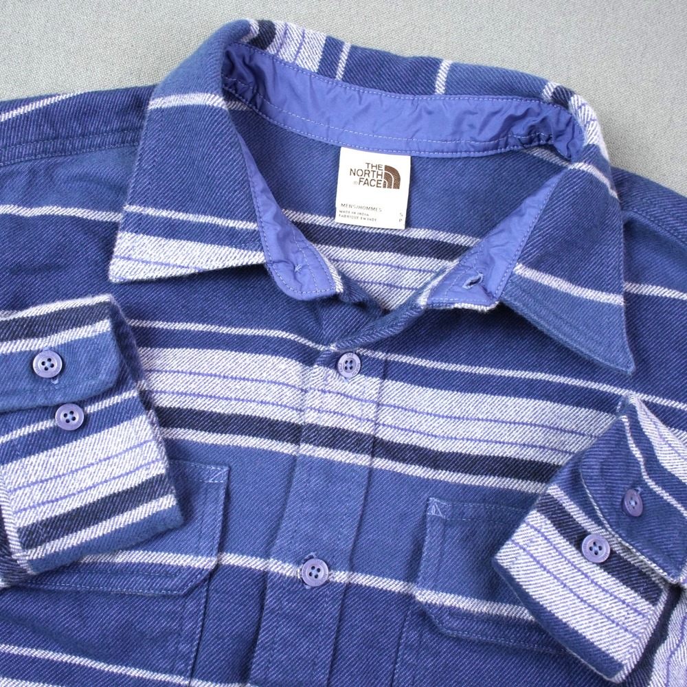 The North Face Flannel Blue Striped Cotton Button Up Shirt Outdoor Workwear S